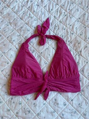 Fuchsia Tie-Front Bikini Top